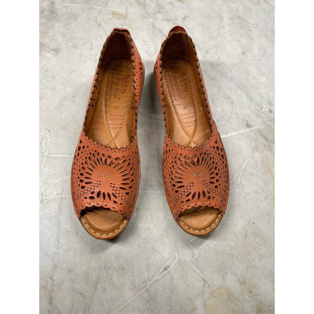 Spring Step Brandal Slip-On Women EU 37 US 6.5 Orange Leather Open Toe